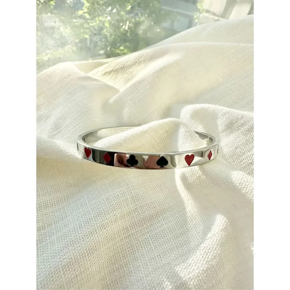 Silver color poker face bangle bracelet
